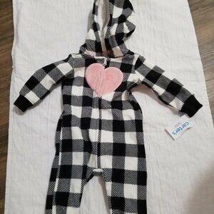 CARTER'S Baby Black Plaid Fleece Coverall SZ 6M